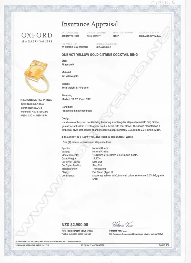 A 9ct gold and citrine ring, Image 1++