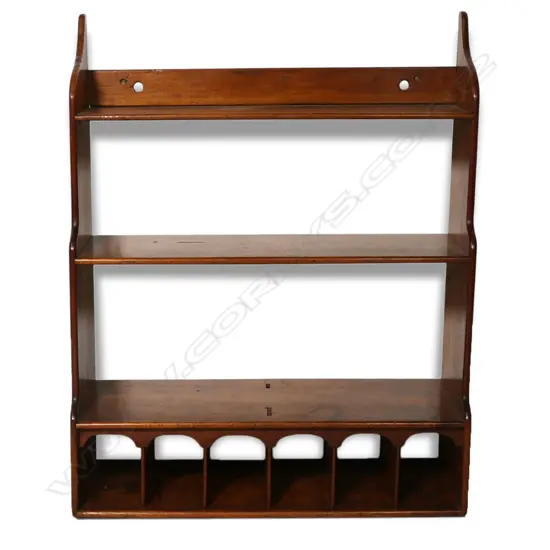 An Australian cedar c.1850 stepped hanging shelf,