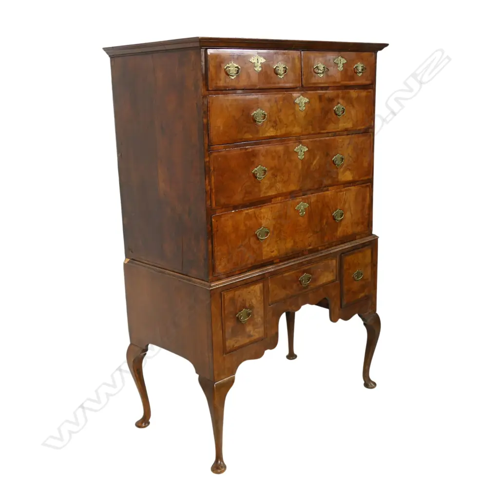 A William and Mary walnut chest on stand, Image 1++