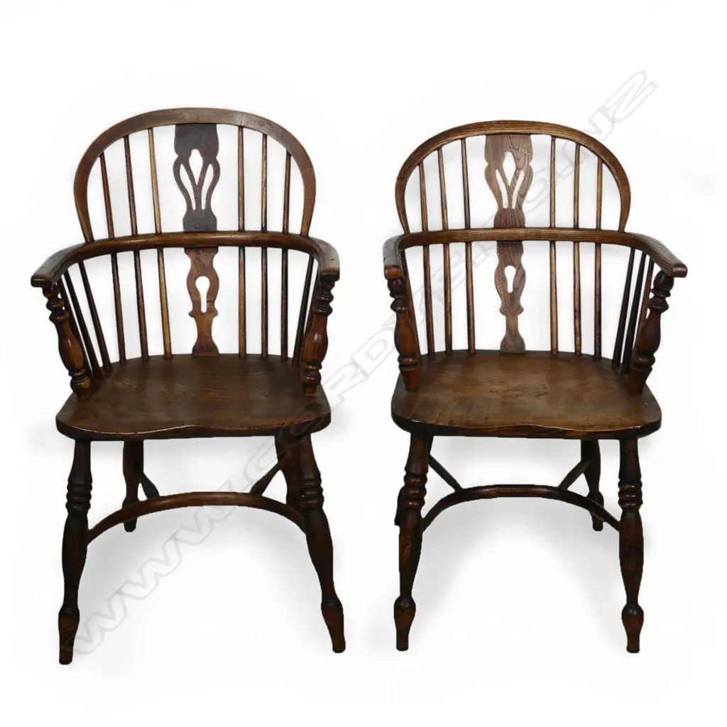 A near pair of good George III Windsor armchairs, Image 1++