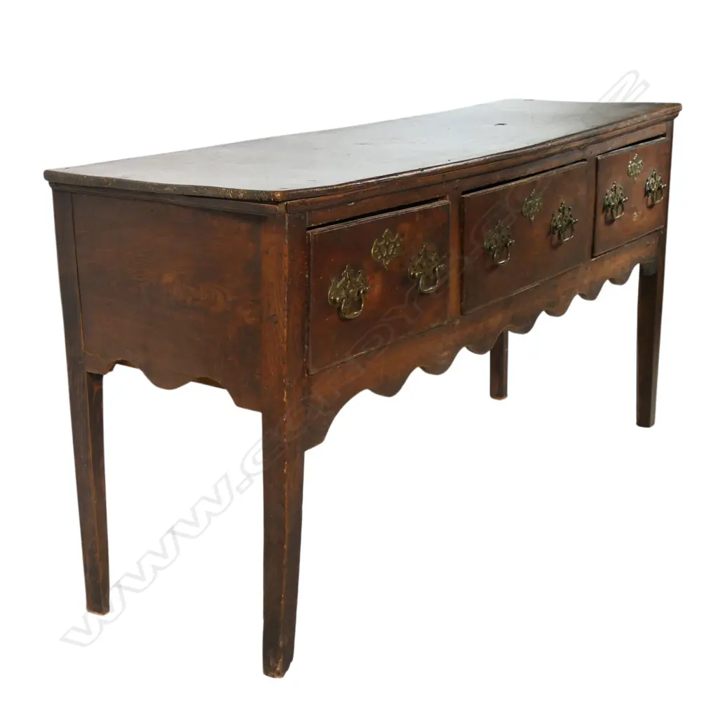 Early George III country elm dresser base, Image 1++