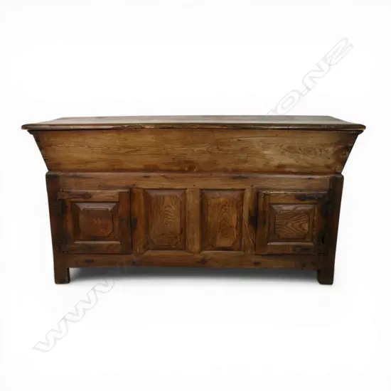 A 19thC French oak and fruit wood bakery cabinet,