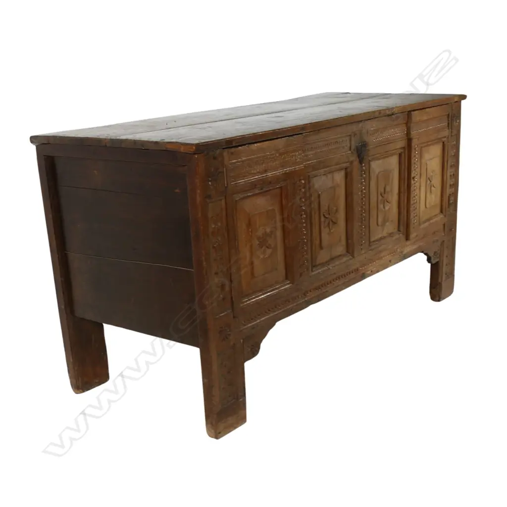 A large 18thC country fruit wood coffer, Image 1++