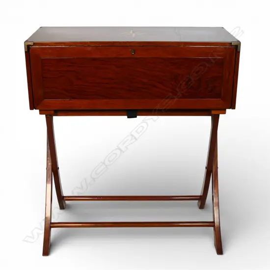 A contemporary Indochine rosewood campaign secretaire,