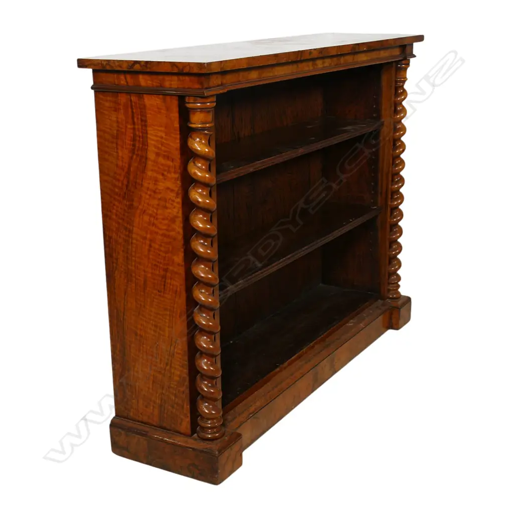 A Victorian burr walnut bookcase, Image 1++