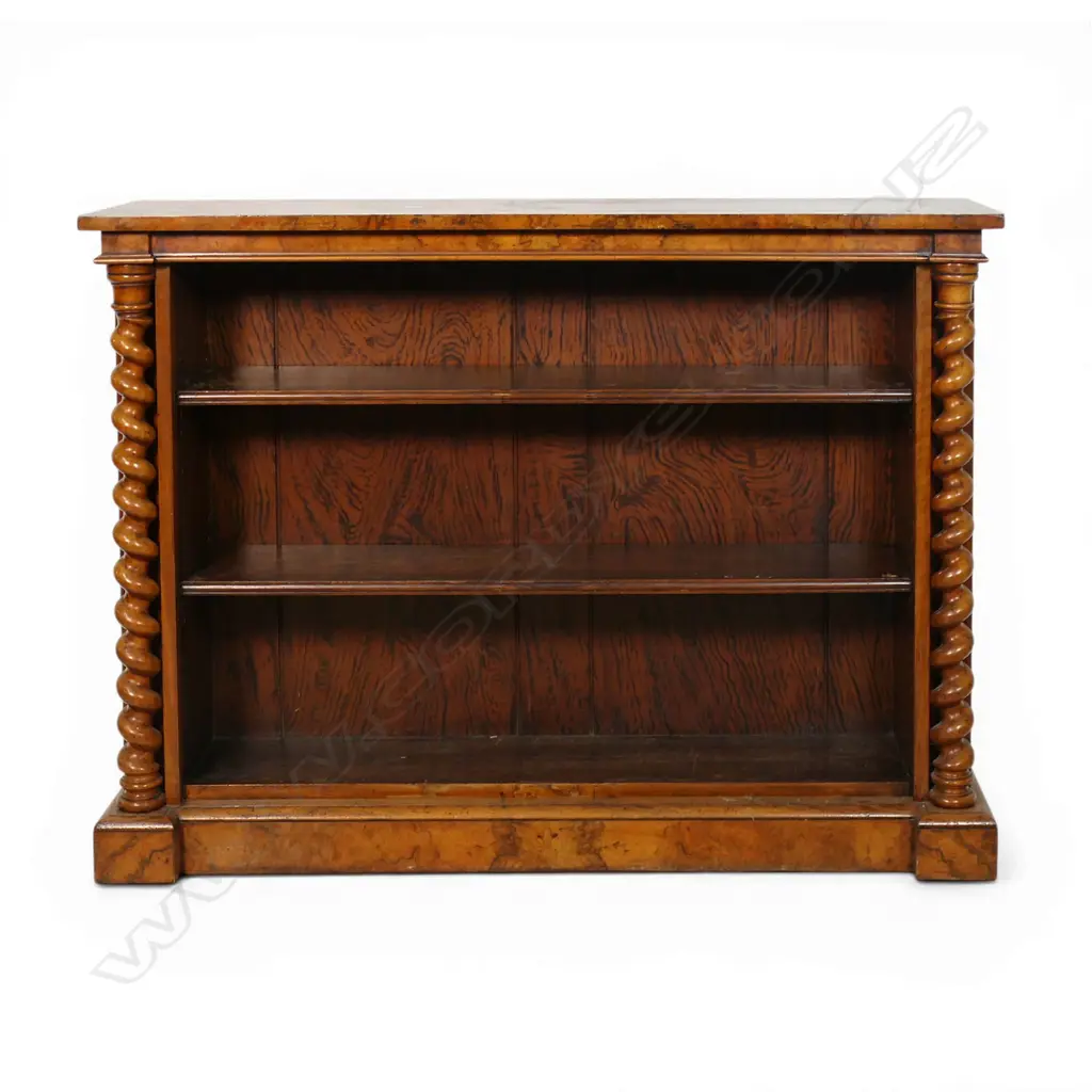 A Victorian burr walnut bookcase, Image 1++
