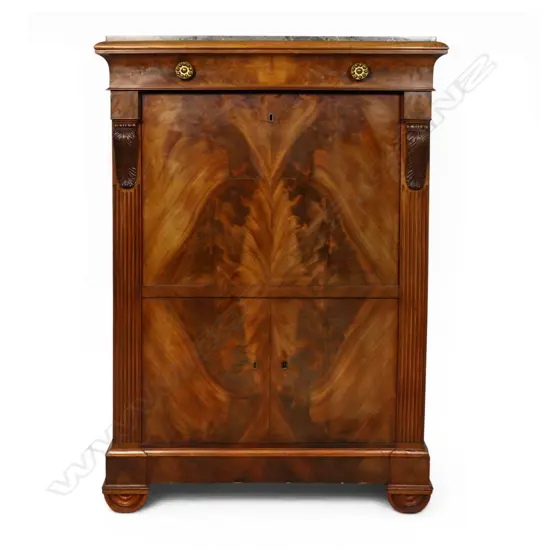 A 19thC flame mahogany Secrétaire à Abattant,