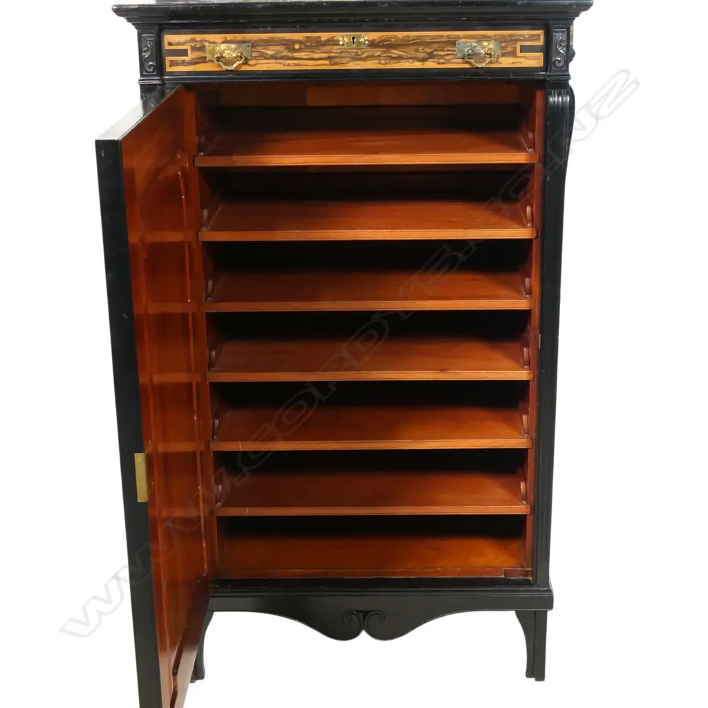 A Victorian mahogany and coromandel wood music cabinet, Image 1++