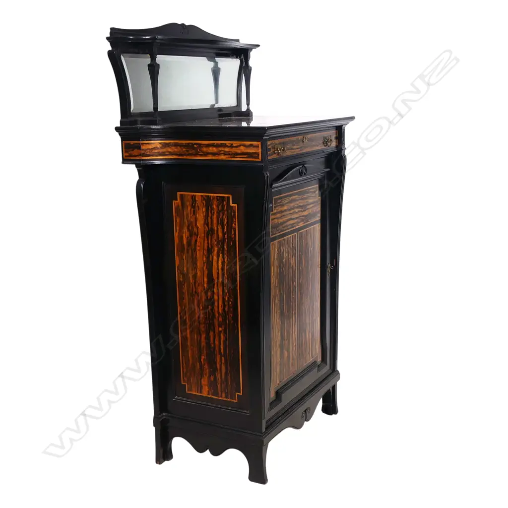 A Victorian mahogany and coromandel wood music cabinet, Image 1++