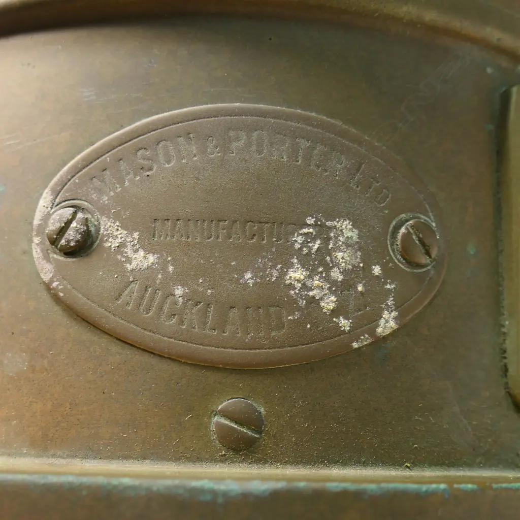 An antique Mason & Porter Ltd. Auckland ship's brass telegraph on stand, Image 1++