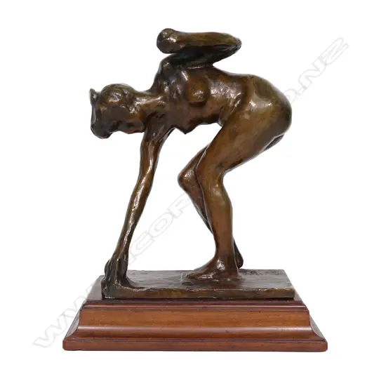 Pétrus Verdié (Brazil/France early 20thC) Reaching bending figure,