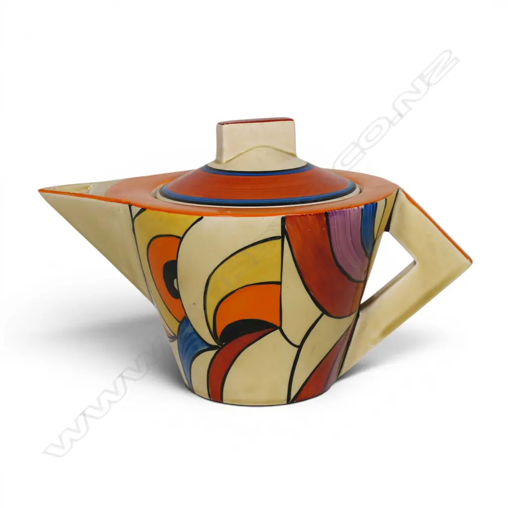 Clarice Cliff Bizarre conical shape teapot, Image 1++