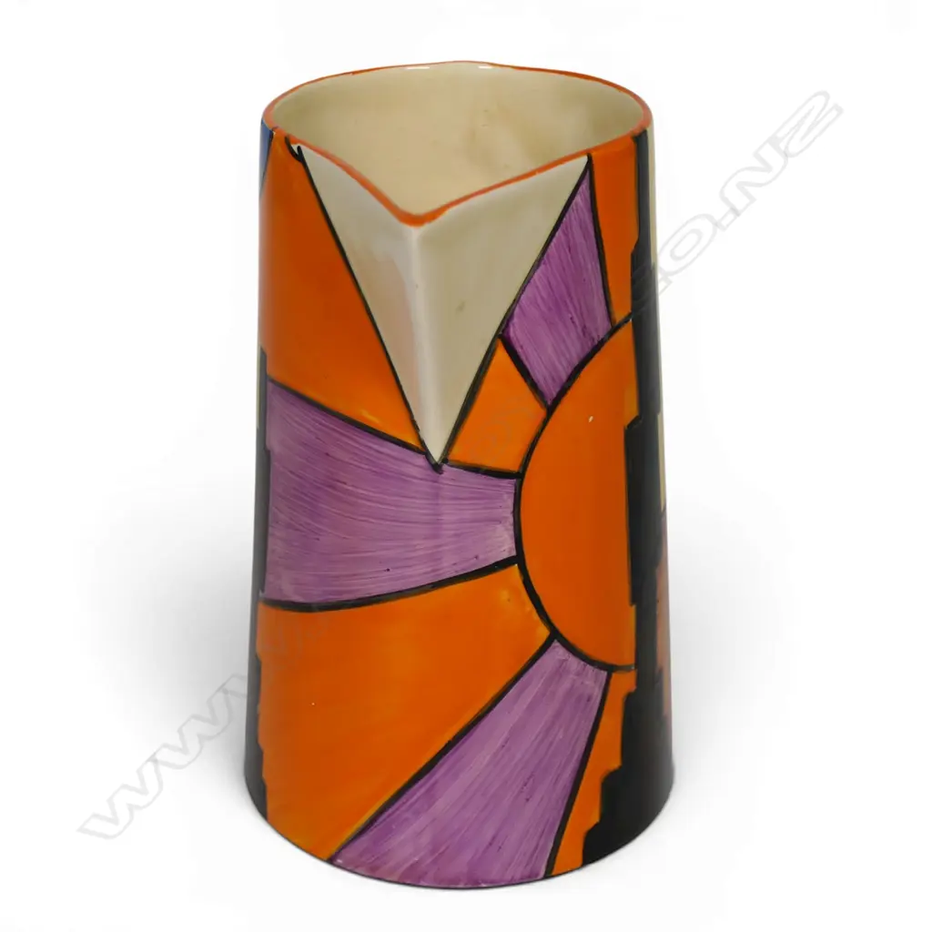 Clarice Cliff Bizarre 'Sunray' pattern conical large jug, Image 1++