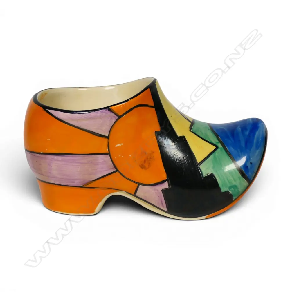 Clarice Cliff Bizarre 'Sunray' pattern clog (sabot), Image 1++