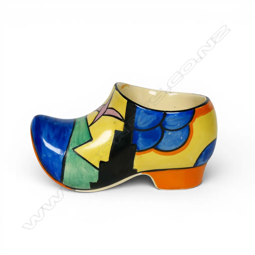 Clarice Cliff Bizarre 'Sunray' pattern clog (sabot), Image 1++
