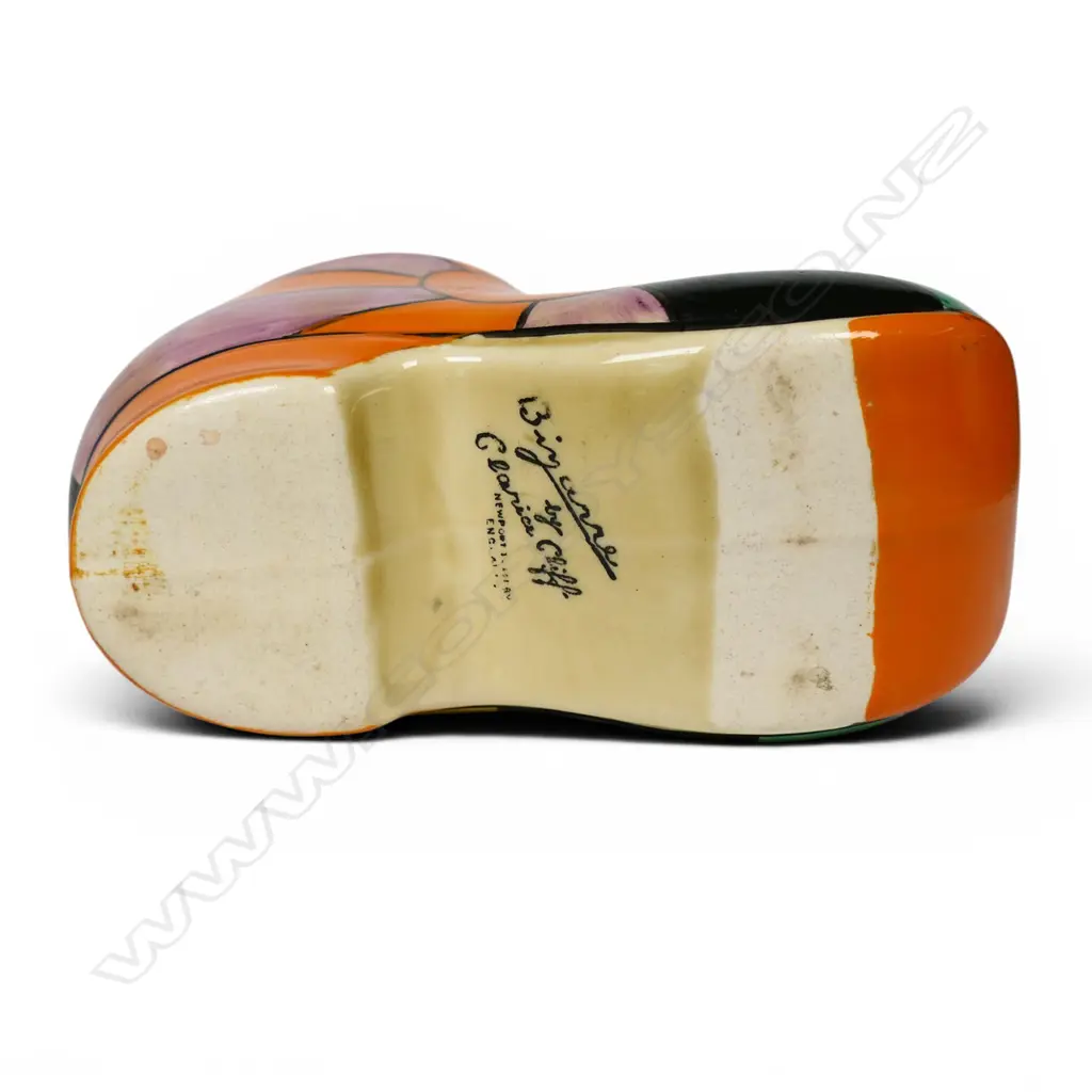Clarice Cliff Bizarre 'Sunray' pattern clog (sabot), Image 1++