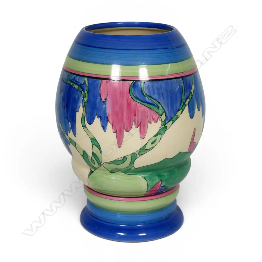 Clarice Cliff Bizarre 'Rudyard' pattern 362 shape vase, Image 1++