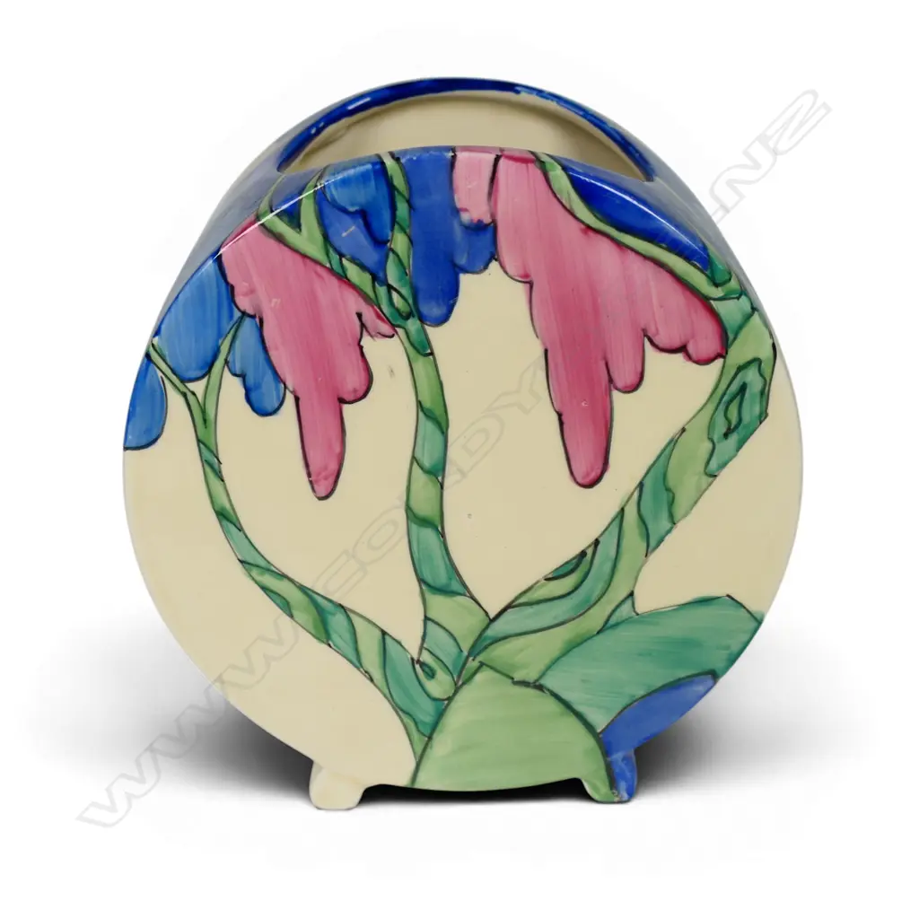 Clarice Cliff Bizarre 'Rudyard' pattern bonjour shape vase, Image 1++