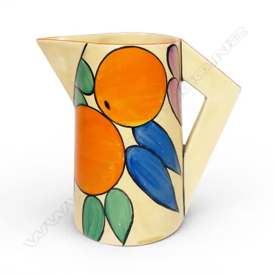 Clarice Cliff Bizarre 'Oranges' pattern conical large jug,