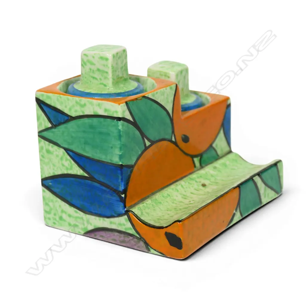 Clarice Cliff Bizarre Cafe-Au-Lait 'Oranges' pattern inkwell, Image 1++