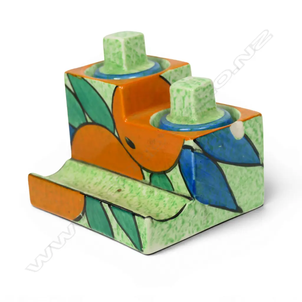 Clarice Cliff Bizarre Cafe-Au-Lait 'Oranges' pattern inkwell, Image 1++
