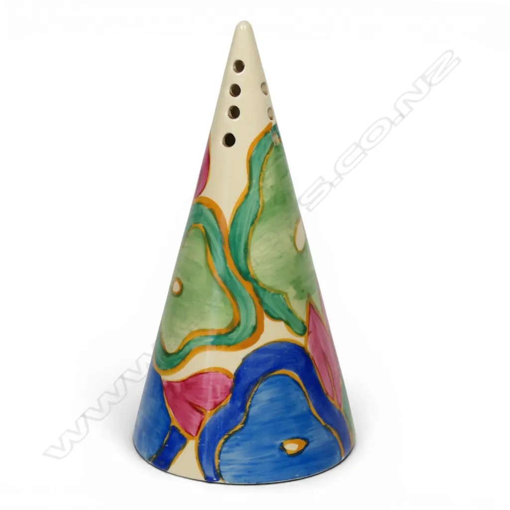 Clarice Cliff Bizarre 'Blue Chintz' pattern conical sugar sifter, Image 1++