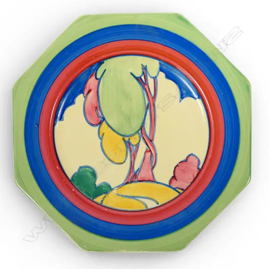 Clarice Cliff Bizarre pastel 'Autumn' pattern plate,