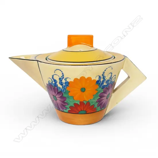 Clarice Cliff Bizarre conical shape teapot,
