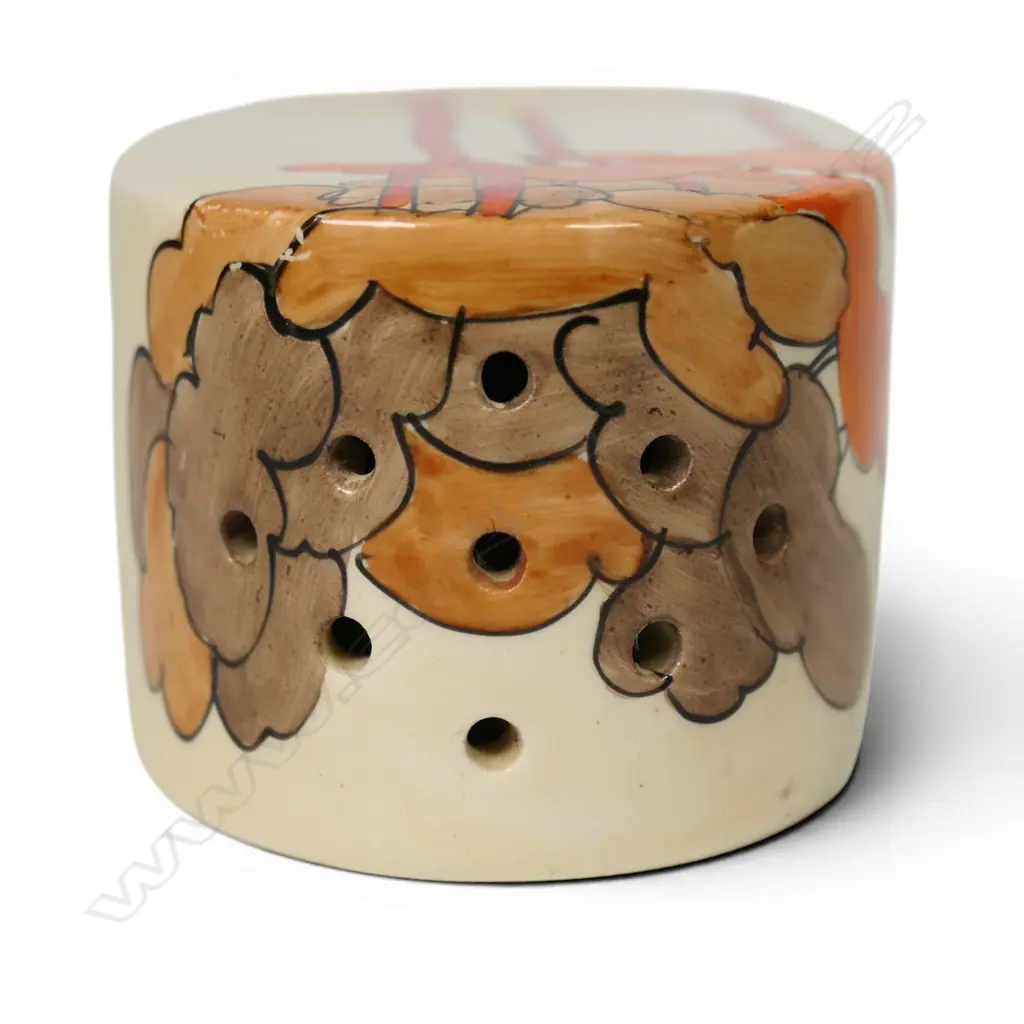 Clarice Cliff 'Coral Firs' pattern sugar sifter, Image 1++