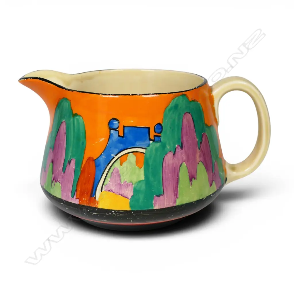 Clarice Cliff Bizarre 'Applique Avignon' pattern Crown shape jug, Image 1++