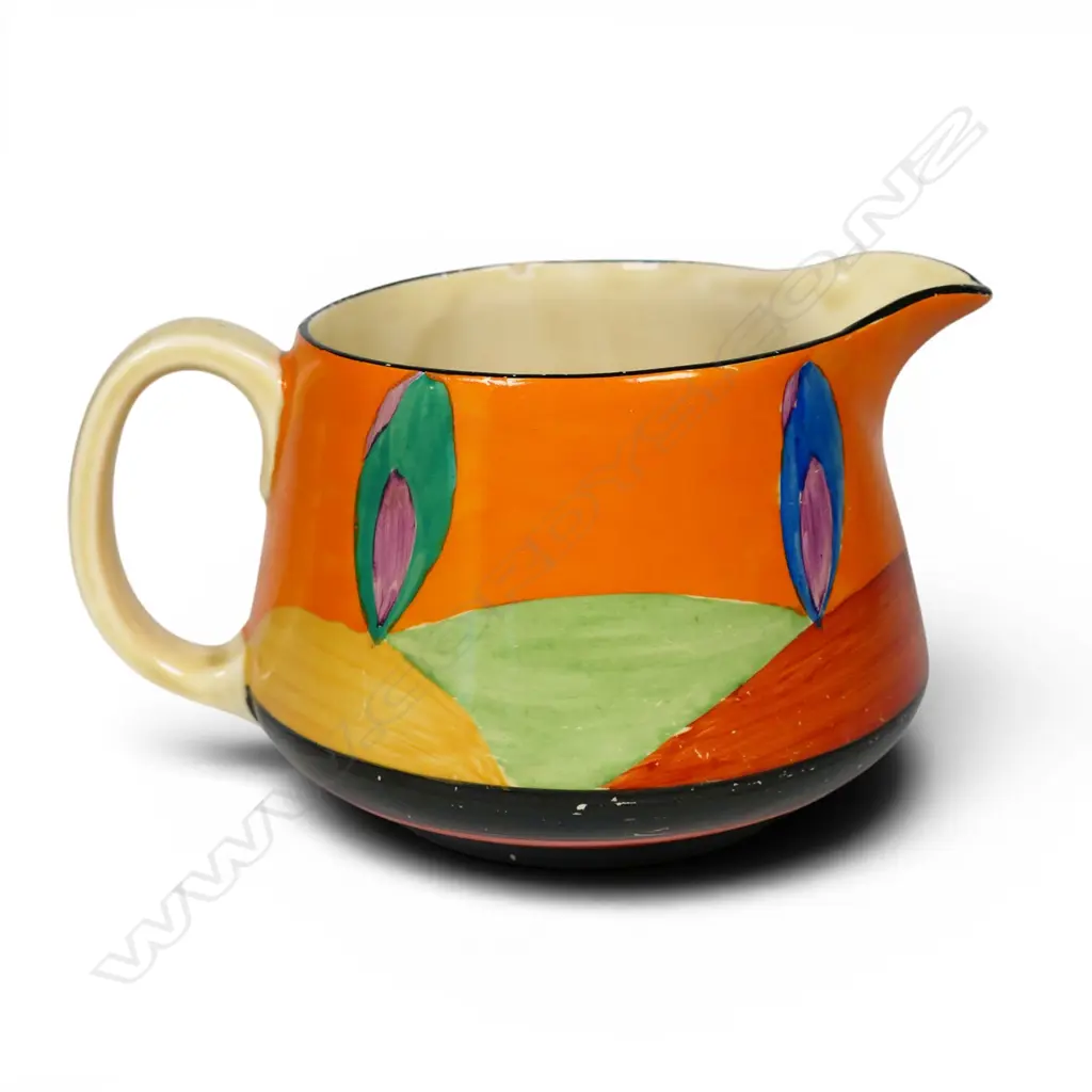 Clarice Cliff Bizarre 'Applique Avignon' pattern Crown shape jug, Image 1++