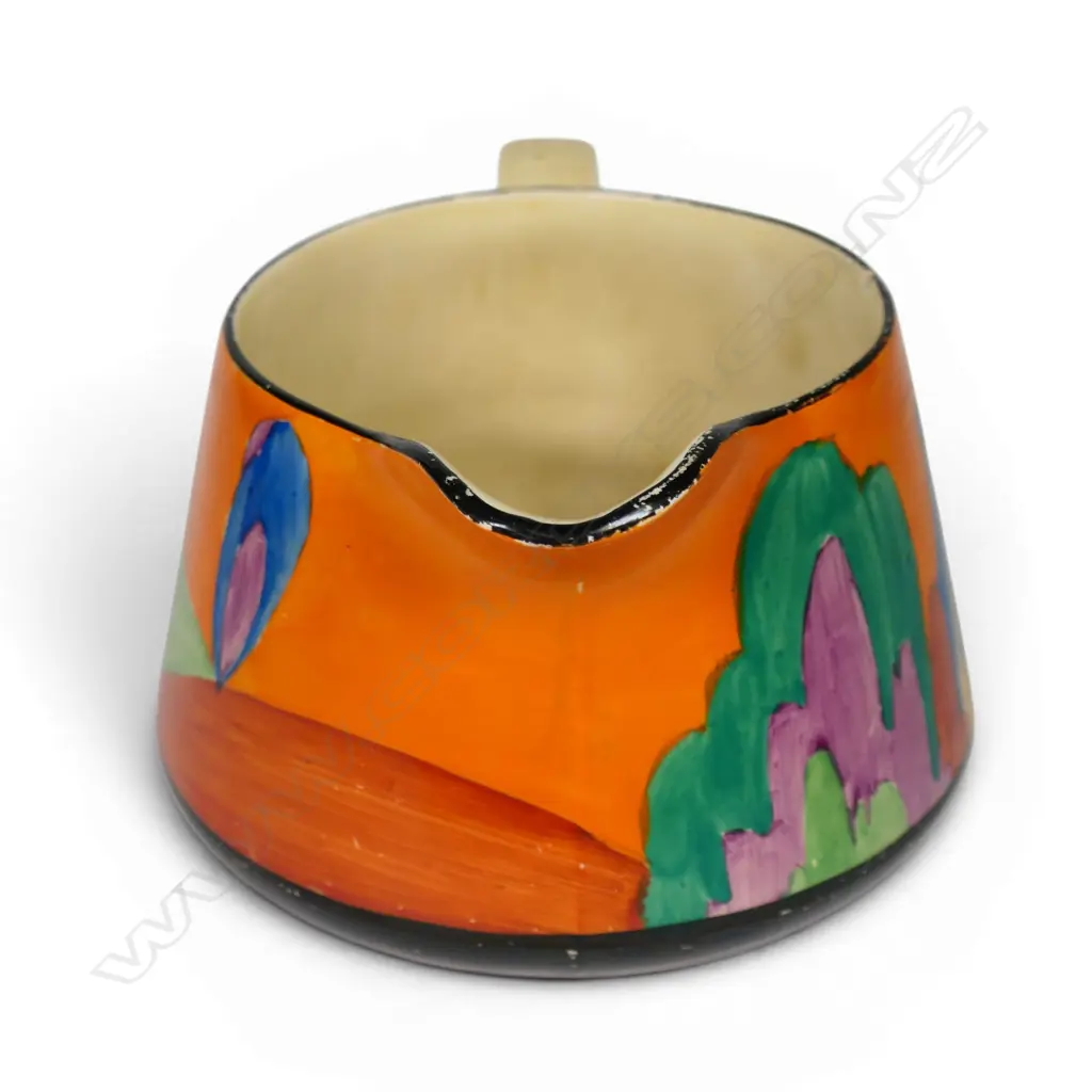Clarice Cliff Bizarre 'Applique Avignon' pattern Crown shape jug, Image 1++