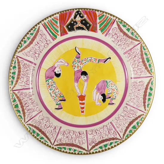 Clarice Cliff Bizarre 'Acrobats' Circus Plate designed by Laura Knight,