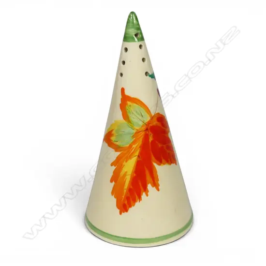 Clarice Cliff Bizarre 'Honeyglaze' pattern conical sugar sifter,