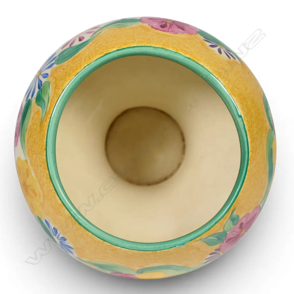 Clarice Cliff Bizarre 'Petunia' pedestal footed vase, Image 1++
