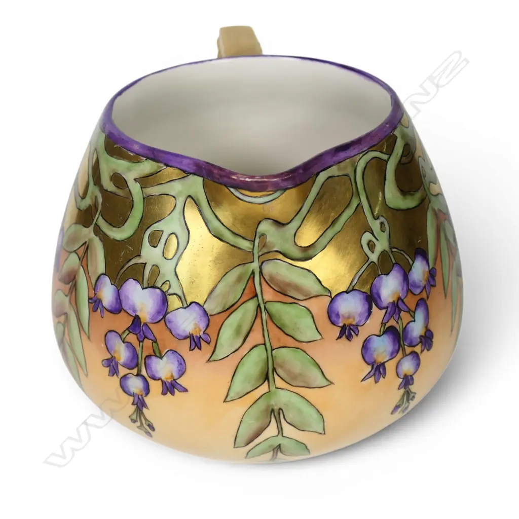Early 20thC La Porcelaine Limousine (Limoge) Art Nouveau cider jug and five cup set, Image 1++