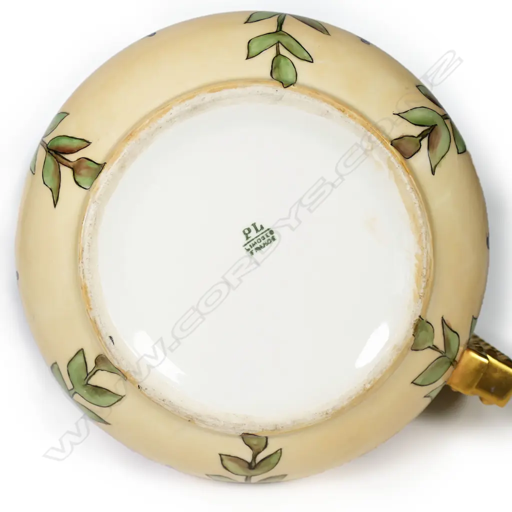 Early 20thC La Porcelaine Limousine (Limoge) Art Nouveau cider jug and five cup set, Image 1++
