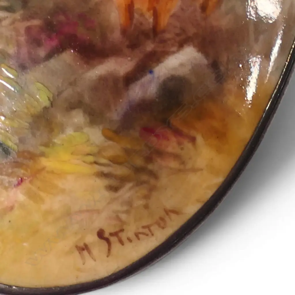 A Royal Worcester H. Stinton Highland Cattle painted porcelain panel with mirror back, Image 1++