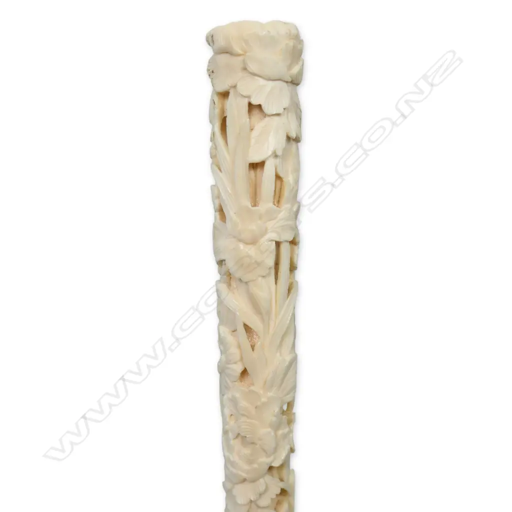 A c.1900 Japanese carved ivory long walking cane handle, Image 1++