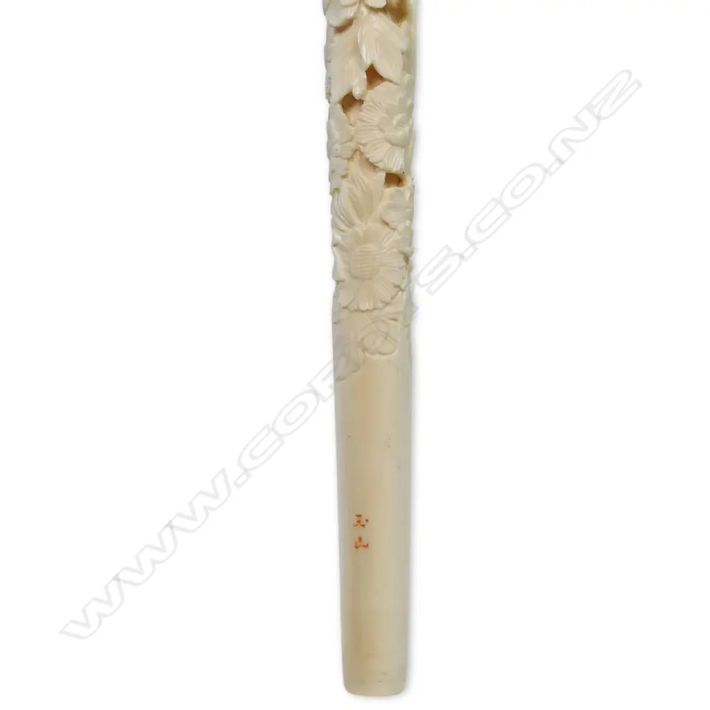 A c.1900 Japanese carved ivory long walking cane handle, Image 1++