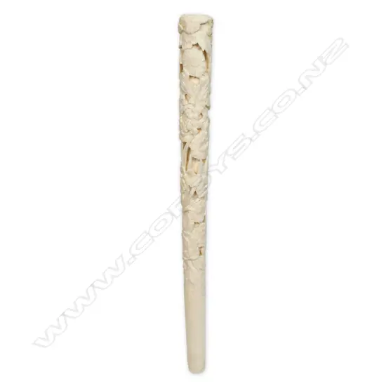 A c.1900 Japanese carved ivory long walking cane handle,
