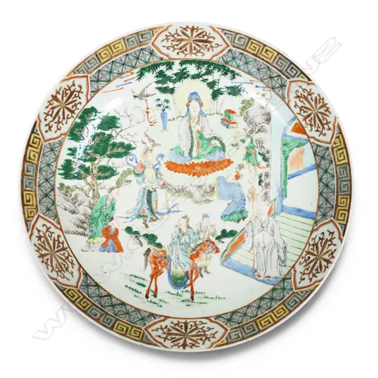 A large Chinese famille verte shallow bowl,