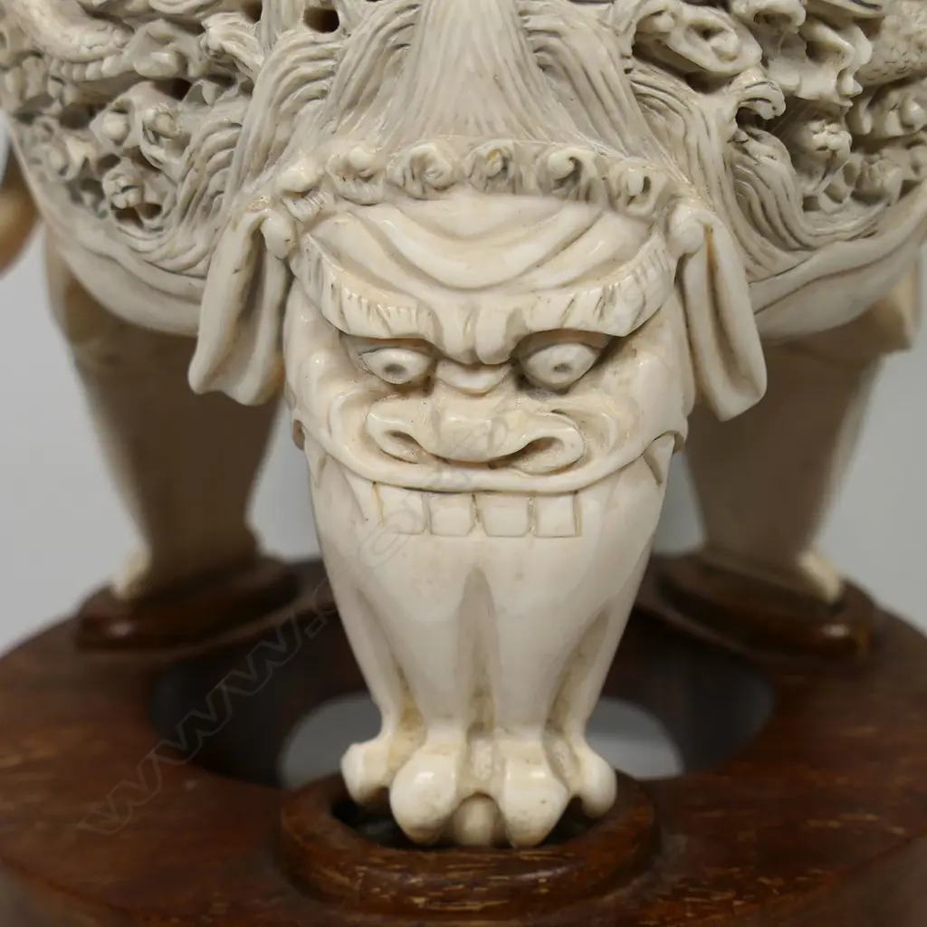 An early 20thC impressive Chinese carved ivory censor, Image 1++
