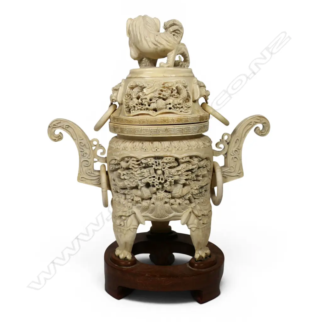 An early 20thC impressive Chinese carved ivory censor, Image 1++