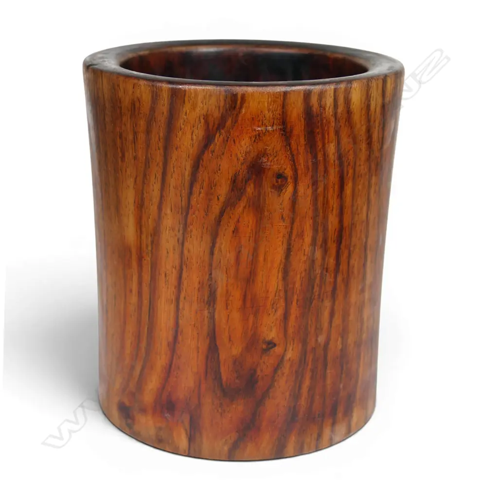 A Chinese huanghuali wood brush pot, Image 1++