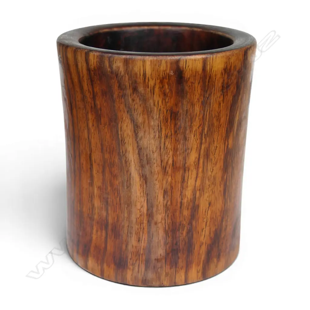 A Chinese huanghuali wood brush pot, Image 1++