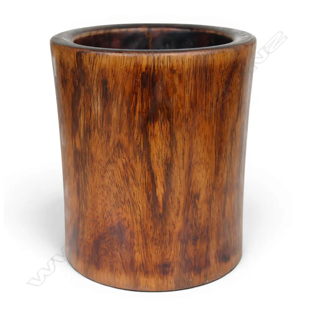 A Chinese huanghuali wood brush pot, Image 1++