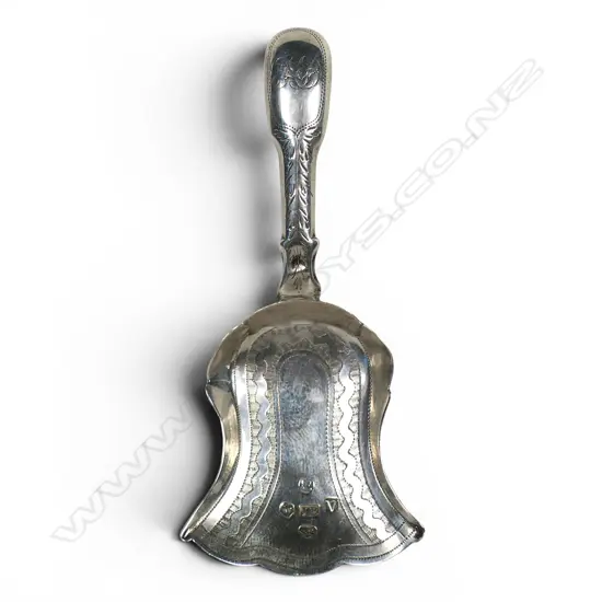 A George III silver caddy scoop spoon,