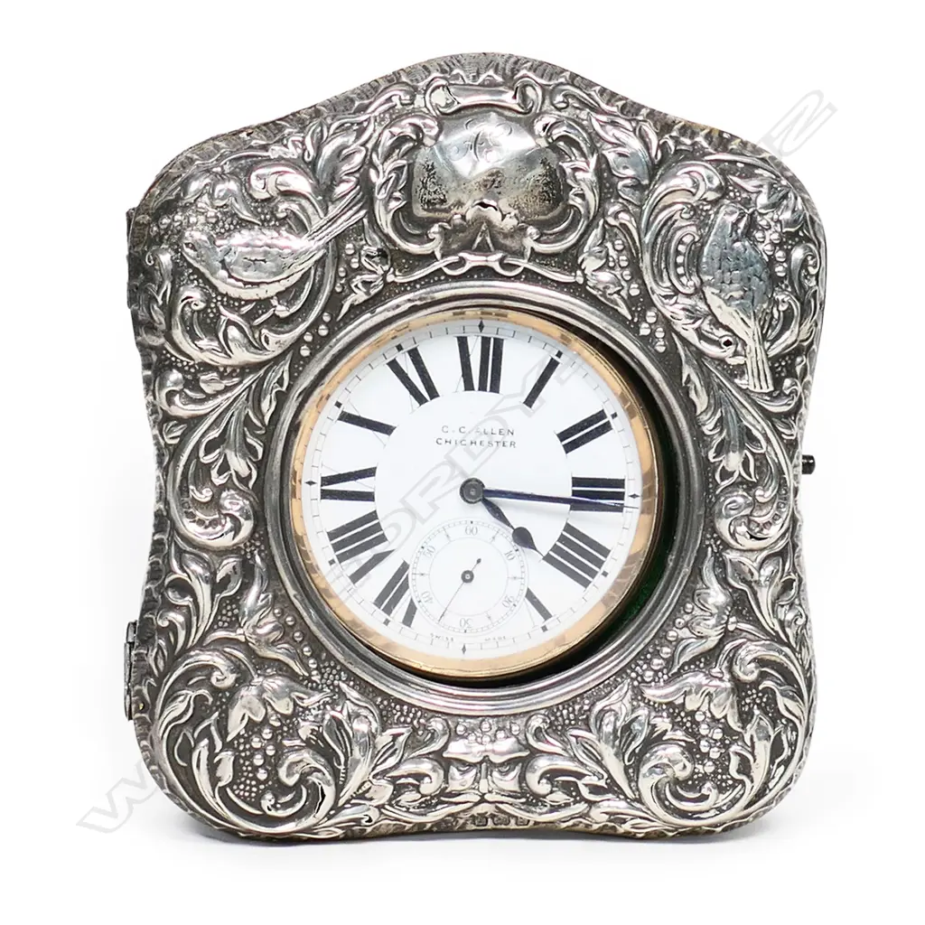 An Edwardian decorative silver fronted watch case, Image 1++