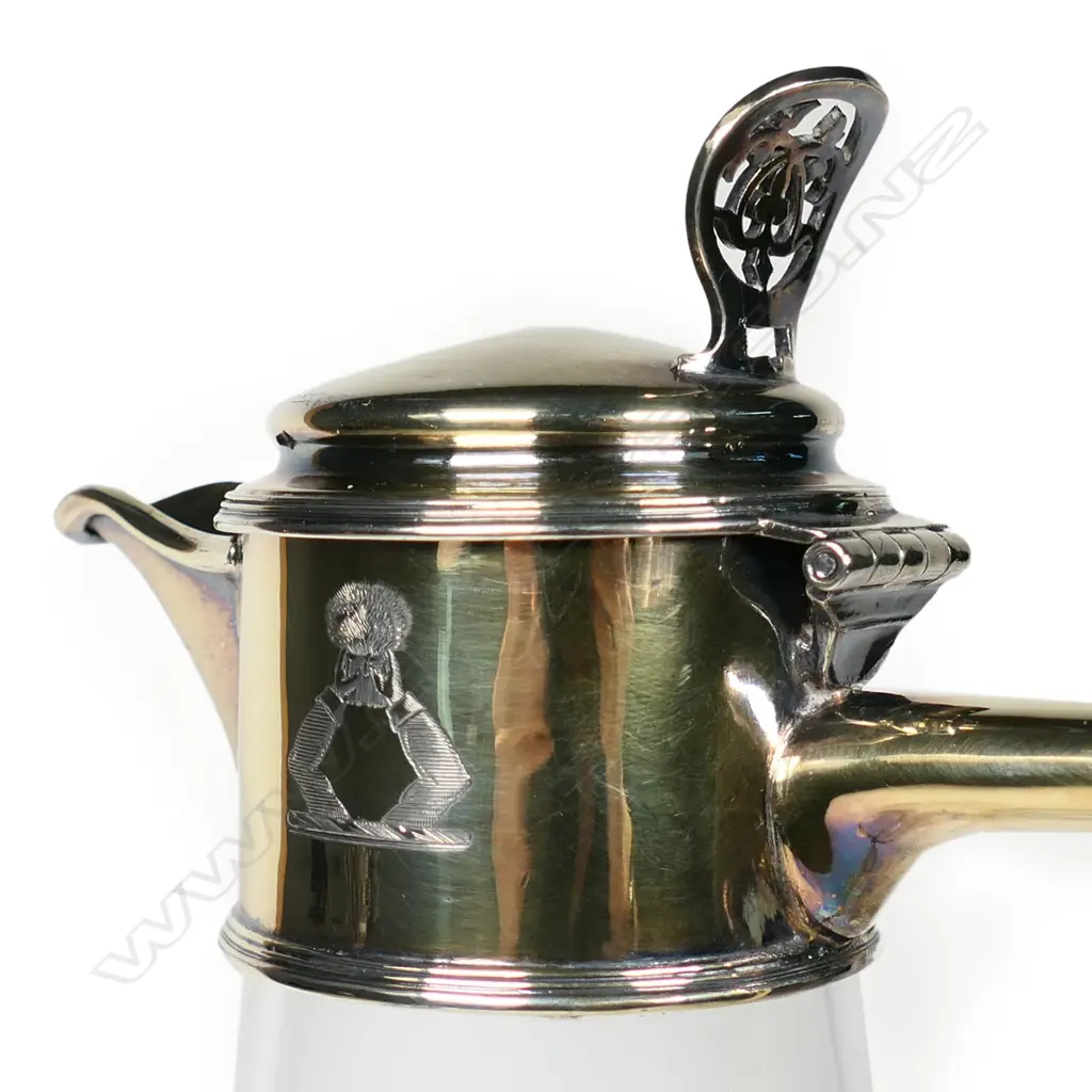 A good Victorian silver and glass claret jug, Image 1++